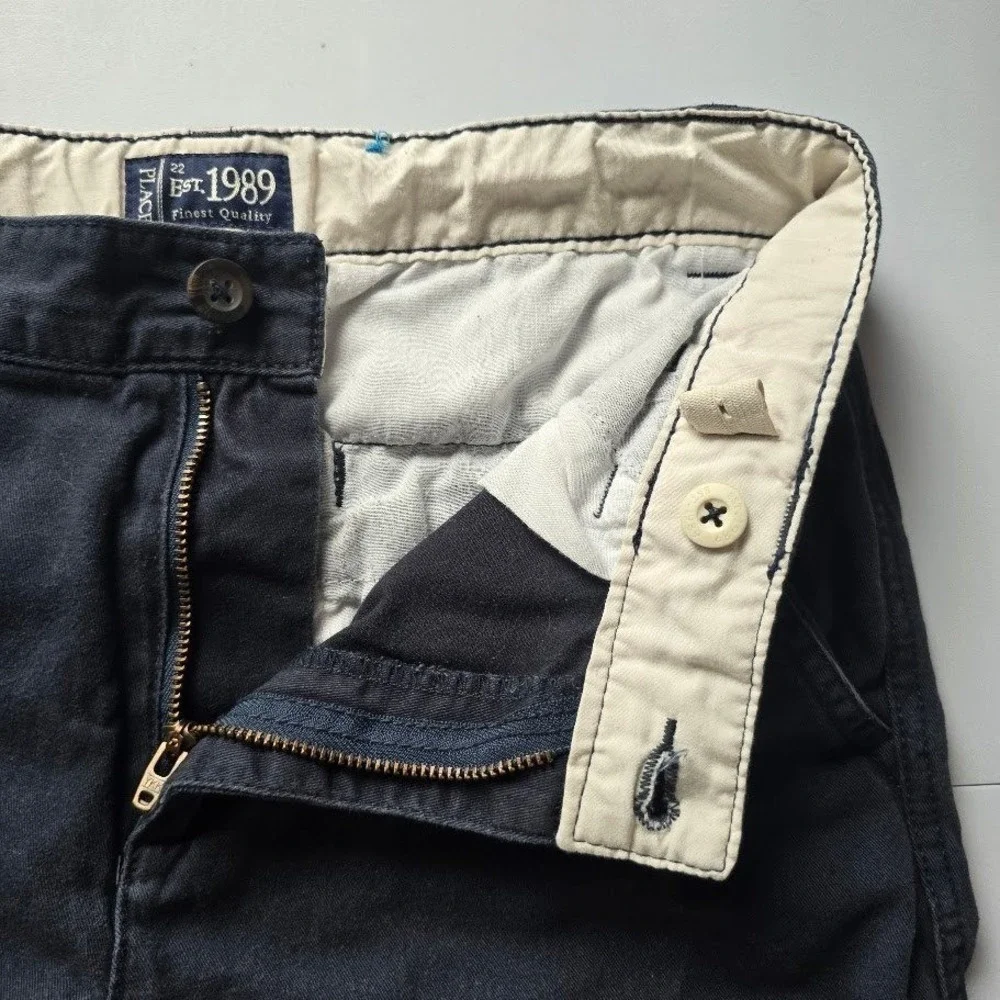 The Children's Place Navy Blue Chino Shorts Adjustable Waist Boys Kids 14 School
